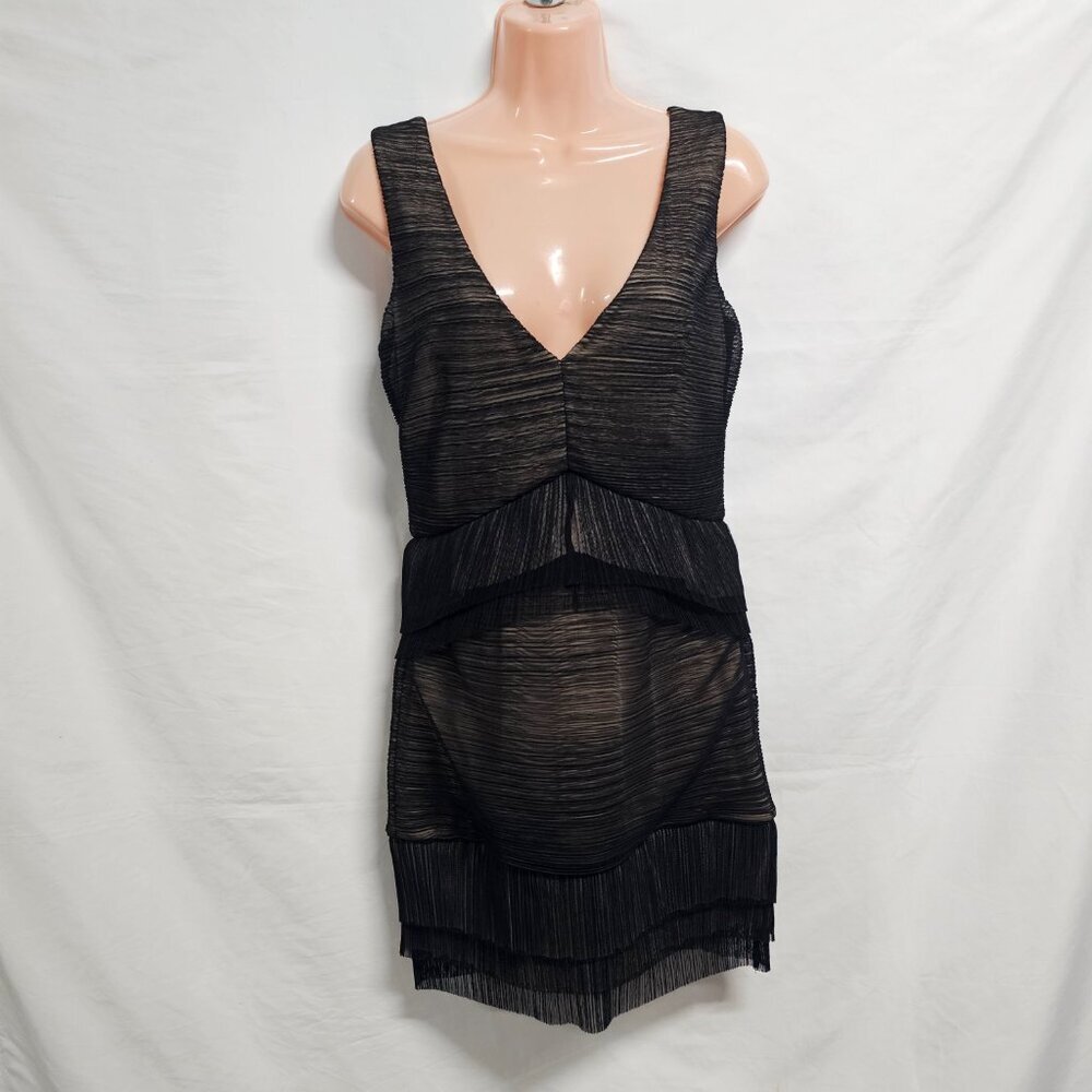 BCBG MaxAzria Sven Sleeveless Mini Dress Women Size M Black Lined Mesh - Picture 3 of 15